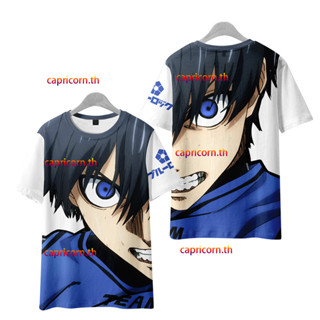 ใหม่ เสื้อยืดลําลอง แขนสั้น มีฮู้ด พิมพ์ลายอนิเมะ BLUE LOCK Isagi Yoichi Chiri Hyoma 3D ทรงหลวม สไตล์ญี่ปุ่น สําหรับผู้ชาย และผู้หญิง