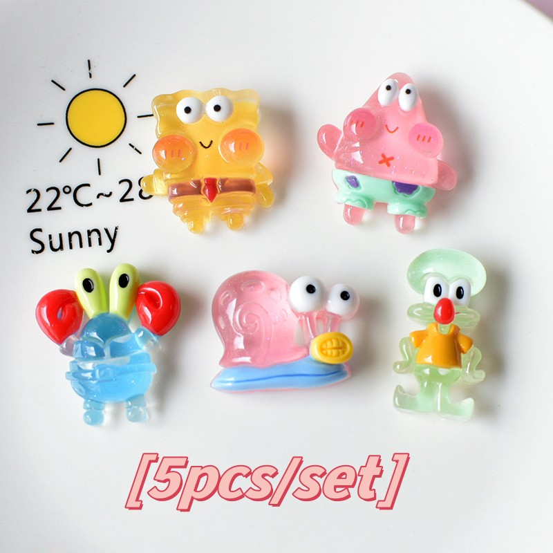 5 ชิ้น / เซต กระดุมขึ้น รองเท้า Charm คริสตัลใส SpongeBob Patrick Star Jibz รองเท้าผู้ชาย ผู้หญิง รองเท้าเรซิ่น หมุด