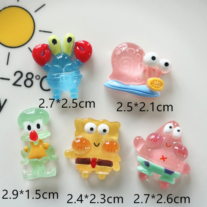 5 ชิ้น / เซต กระดุมขึ้น รองเท้า Charm คริสตัลใส SpongeBob Patrick Star Jibz รองเท้าผู้ชาย ผู้หญิง รองเท้าเรซิ่น หมุด