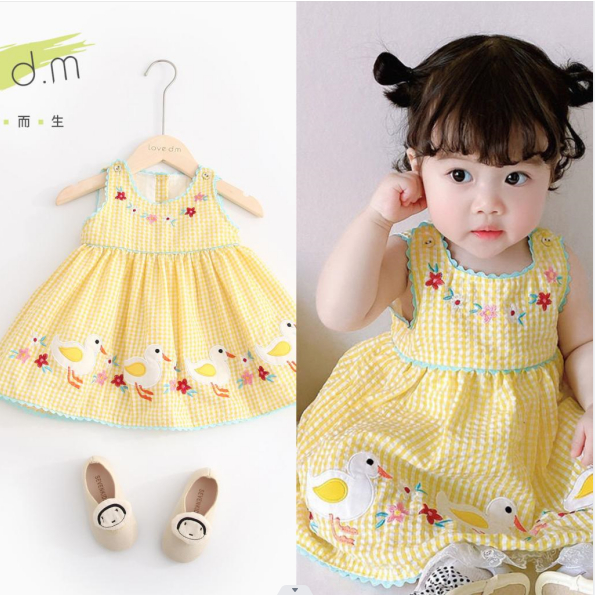 [Aria] （size73-130）0-6 ปี เดรสเด็กผู้หญิง ชุดเย็บปักถักร้อยแขนกุด เดรสเจ้าหญิง
