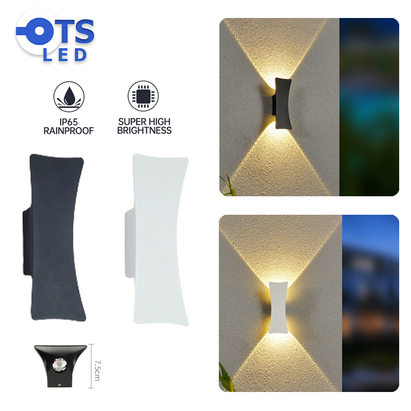 TS LED  อะลูมิเนียม กันน้ํา IP65 โคมไฟติดผนัง โคมไฟติดผนังภายนอก โคมไฟโมเดิร์น ไฟติดผนัง สีขาว/ดำ