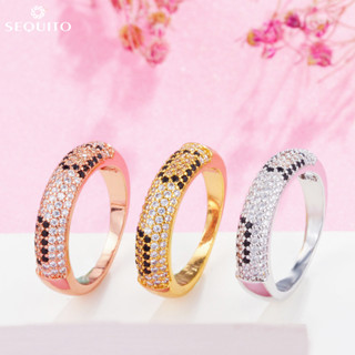 Sequito แหวนคริสตัล ลายเสือดาว สีโรสโกลด์ สีเงิน สไตล์เกาหลี สําหรับผู้หญิง R127