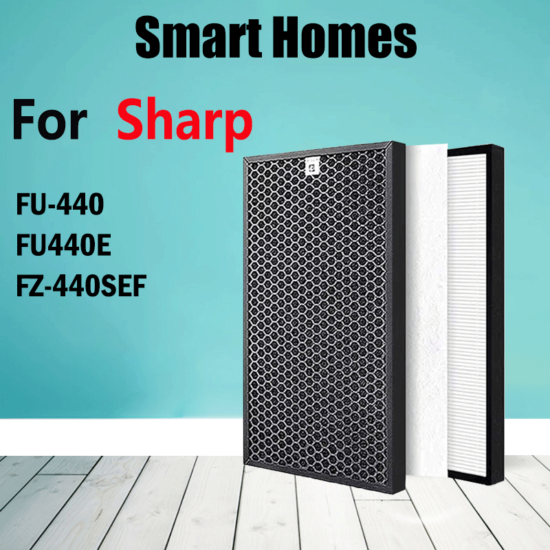 แผ่นกรอง HEPA และแผ่นกรองคาร์บอน FZ-440SEF แบบเปลี่ยน สําหรับเครื่องฟอกอากาศ Sharp FU-440 FU440E FZ4