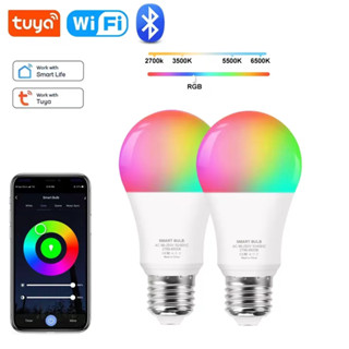 Tuya หลอดไฟอัจฉริยะ Wifi Alexa Led E27 RGB 85V-265V สําหรับ Google Assisatnt Smart Life