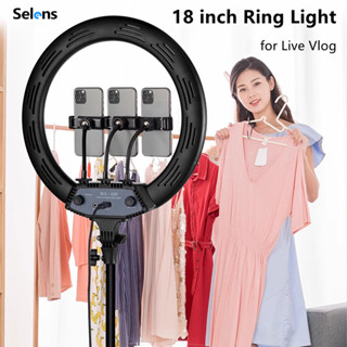 Selens ไฟไลฟ์สด 18 นิ้ว 45 ซม. ไฟวงแหวนLED ไฟแต่งหน้า ชุดไฟไลฟ์สดไฟLed+พร้อมขาตั้ง2เมตรปรับได้3สี/10ระดับ