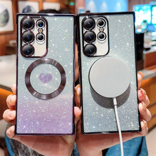 เคสโทรศัพท์มือถือนิ่ม ป้องกันกล้อง ชุบไฟฟ้า ประดับกลิตเตอร์ หรูหรา สําหรับ Samsung S23 22 21 Ultra S23 Plus 20FE