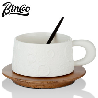 Bincoo แก้วกาแฟเซรามิค พร้อมช้อน 200 มล. สําหรับครัวเรือน ออฟฟิศ