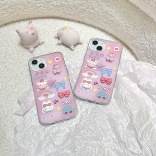 เคสโทรศัพท์มือถือ ลายกระต่าย สีชมพู สําหรับ iPhone 14ProMax 13 iPhone11 12 ProMax