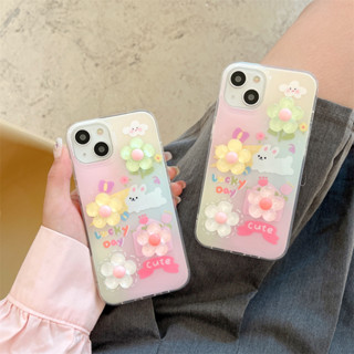 เคสโทรศัพท์มือถือ ลายดอกไม้ กระต่าย สามมิติ สําหรับ iPhone 14ProMax 13 iPhone11 12 ProMax