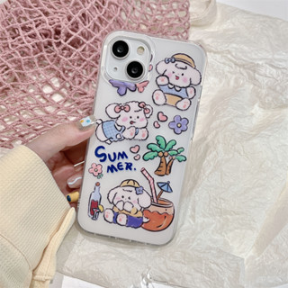 เคสโทรศัพท์มือถือ ลายต้นมะพร้าว ลูกสุนัข สองด้าน สําหรับ iPhone 14ProMax 13 iPhone11 12 ProMax