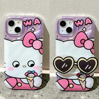 เคสโทรศัพท์มือถือ ลายไอศกรีม KT Cat + แว่นกันแดด สําหรับ iPhone 14ProMax 13 iPhone11 12 ProMax