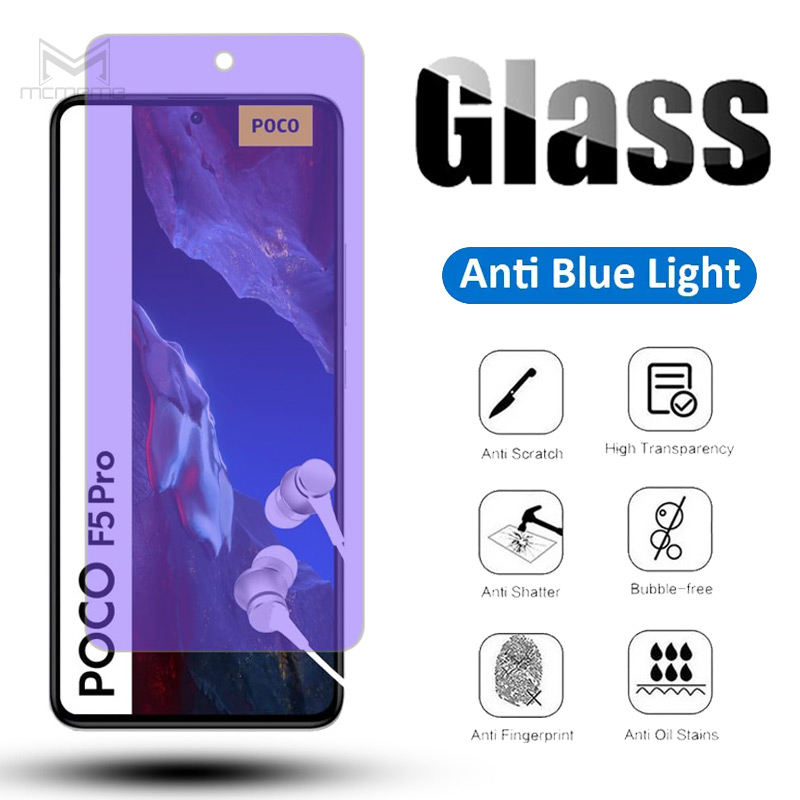 กระจกนิรภัยกันรอยหน้าจอ ป้องกันแสงสีฟ้า สําหรับ Xiaomi POCO X7 C75 C61 C65 F6 F5 X5 X6 M6 M5 M5s F4 F3 X4 GT C40