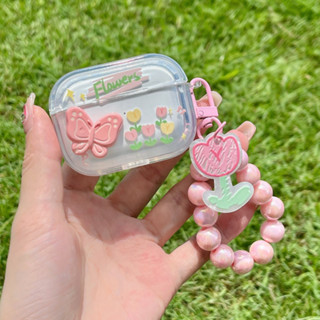 เคสหูฟัง ลายผีเสื้อ พร้อมจี้ สําหรับ Apple AirPods Pro2 Pro AirPods 1 2 AirPods 3