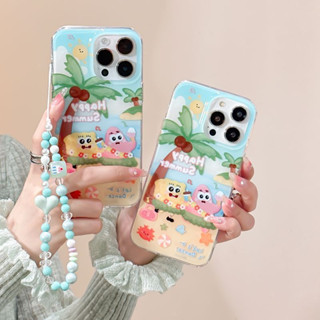 ใหม่ เคสโทรศัพท์มือถือแบบแข็ง ลายการ์ตูน พร้อมสายโซ่คล้อง แฟชั่นฤดูร้อน สําหรับ iPhone 14Pro max case 13Pro max 12Pro max 14Pro 13Pro 12Pro 11 12 13 14