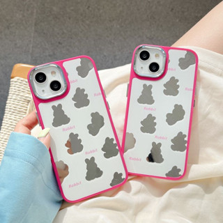 เคสโทรศัพท์มือถือ กรอบสีชมพู ลายการ์ตูนกระต่ายน่ารัก สําหรับ iPhone 14Pro max case 13Pro max 12Pro max 14Pro 13Pro 12Pro 11 12 13 14 Xs max Xr