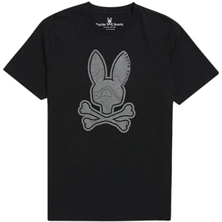 เสื้อยืดแขนสั้น ระบายอากาศได้ดี พิมพ์ลายกราฟฟิค Psycho Bunny สีดํา