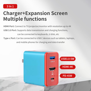 Aolion Switch Dock Station PD 45W สําหรับ Nintendo Switch / OLED / Stam Deck Charger Adapter 4K HDMI เข้ากันได้กับแล็ปท็อป / iPad / Iphone