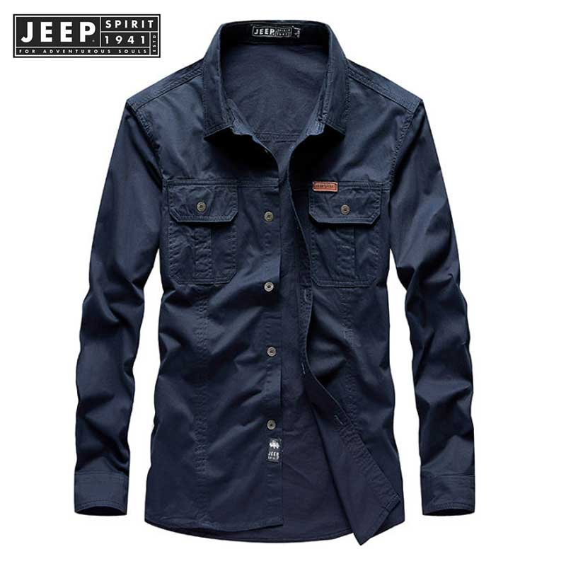 JEEP SPIRIT 1941 ESTD เสื้อแจ็กเก็ตลําลอง แขนยาว ผ้าฝ้ายแท้ ลายสก๊อต สําหรับผู้ชาย
