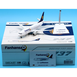 Ew2733001 โมเดลเครื่องบิน JC Wings 1:200 Lufthansa Fanhansa Boeing B737-300 Diecast Jet Reg:D-ABEK