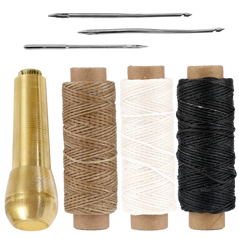 7pcs หนังเย็บ Awl Taper หนังเต็นท์รองเท้า Craft เข็มชุด Waxed ด้ายซ่อมชุดเครื่องมือเย็บมือ