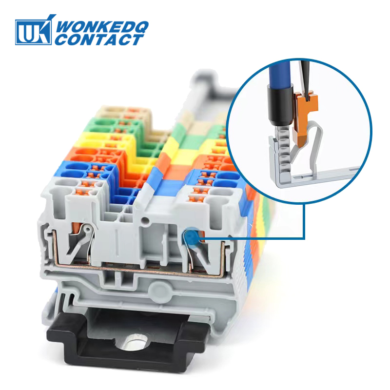 Pt2.5 Push-in Din Rail Terminal Block 2.5mm2 สาย Wring ไฟฟ้า Screwless Wire Connector PT 2.5