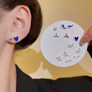 Korean Cute Small Stud Earrings For Women Girls Fashion Ear Jewelry Set