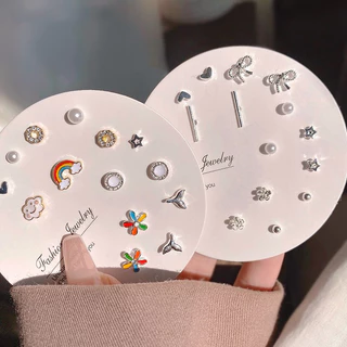 Korean Cute Small Stud Earrings For Women Girls Fashion Ear Jewelry Set