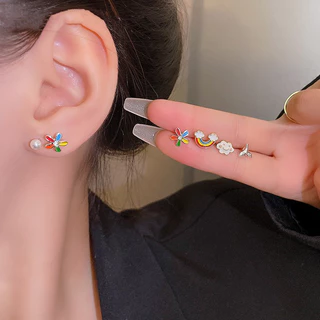 Korean Cute Small Stud Earrings For Women Girls Fashion Ear Jewelry Set