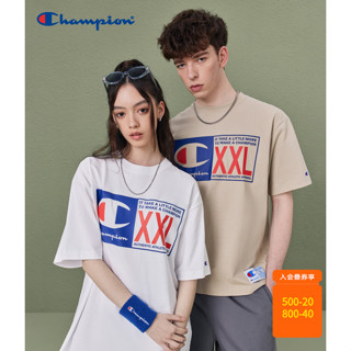 Champion เสื้อยืดคู่รัก ผ้าฝ้ายแท้ แขนสั้น พิมพ์ลายตลก สําหรับผู้ชาย และผู้หญิง