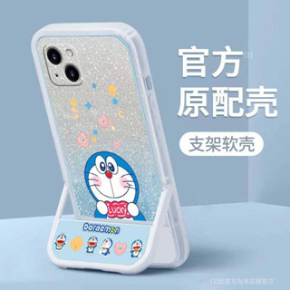 เคสโทรศัพท์มือถือ ลายโดราเอมอน แต่งกลิตเตอร์ พร้อมที่ตั้งวาง สําหรับ samsung Galaxy A20 A30 A20S A21S A22 F42 A23 A30S A50 A50S A31