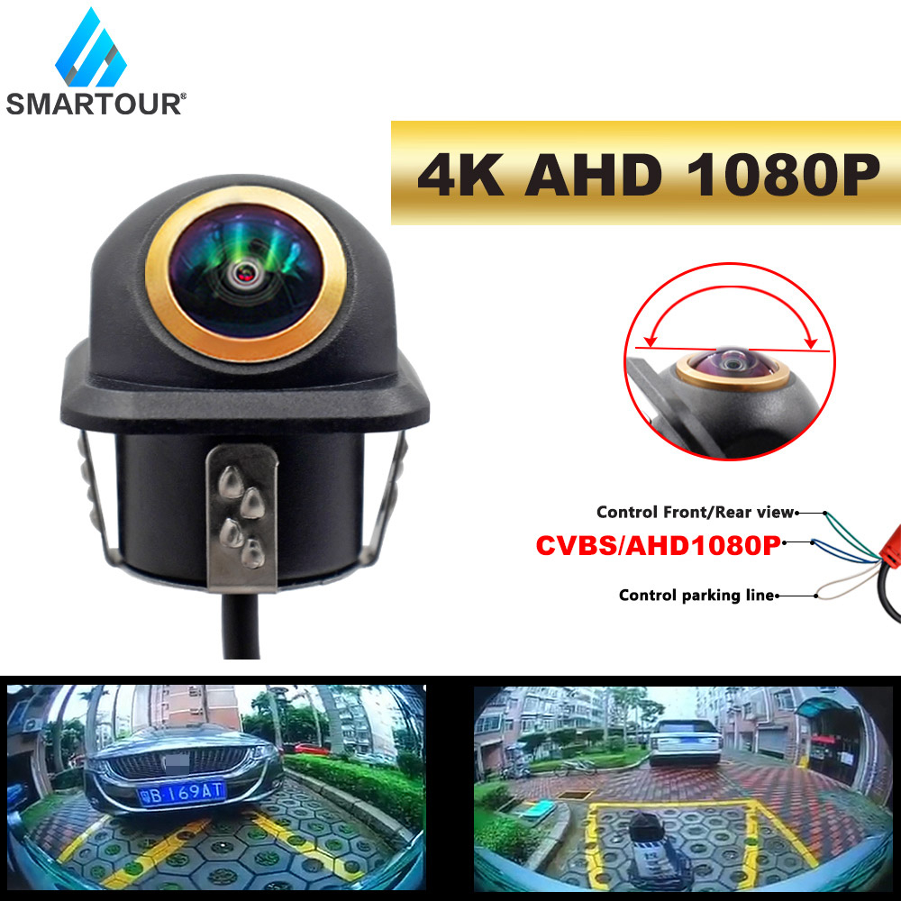 Smartour AHD 4K 1080P Night Vision 180 องศา Fisheye Len รถย้อนกลับสํารองด้านหลังดูด้านหน้ากล้อง Andr