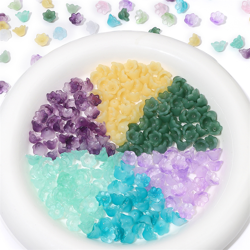 12*7 มม.แก้วเลียนแบบหยก Gradient Bell Orchid รูปร่างหลายสีลูกปัดเครื่องประดับอุปกรณ์เสริม DIY สร้อยคอต่างหู