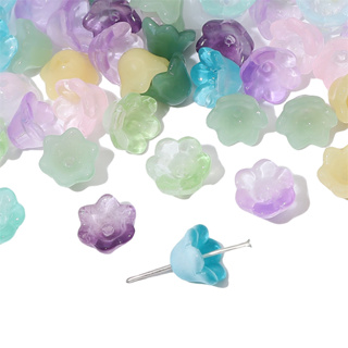 ลูกปัดแก้วคริสตัล รูปกล้วยไม้ ดอกไม้ ไล่โทนสี สําหรับทําเครื…