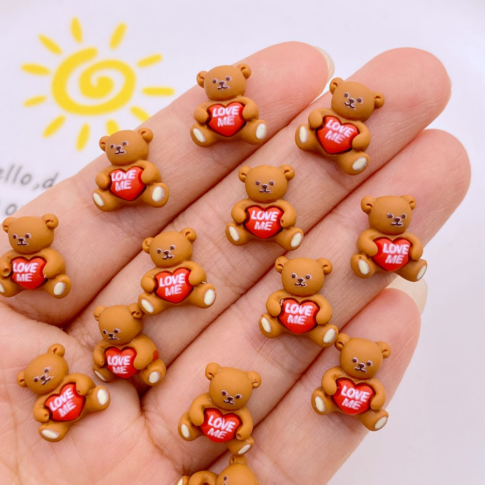ชุดเรซิ่น รูปหมีน่ารัก ขนาดเล็ก สําหรับตกแต่งเล็บ งานฝีมือ 20 ชิ้น