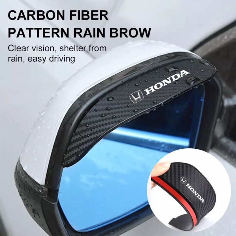 แผ่นคาร์บอนไฟเบอร์กันฝนสีดําสําหรับรถยนต์ 2 ชิ้น สำหรับ Honda City Jazz Brio Civic HRV Mobilio Accord CRV BRV Fit Vezel Odyssey