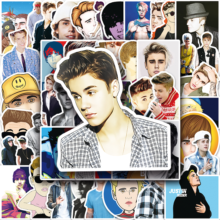 50 ชิ้นตลก Justin Bieber สติกเกอร์กันน้ํา DIY สําหรับโทรศัพท์แล็ปท็อปรถสติกเกอร์ Creative Home Decal