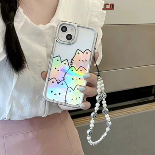 เคสโทรศัพท์มือถือ ลายแมวน่ารัก แวววาว พร้อมสายโซ่คล้อง สําหรับ iPhone 11 12 12pro 12promax 13 13pro 13promax 14 14pro 14promax