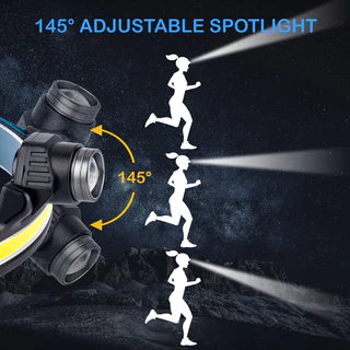 ไฟฉายคาดศีรษะ XPG+COB LED ซูมได้ พร้อมแบตเตอรี่ในตัว กันน้ํา ชาร์จ USB 6 โหมด
