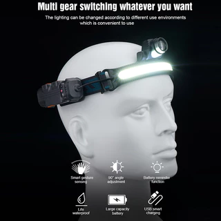 ไฟฉายคาดศีรษะ XPG+COB LED ซูมได้ พร้อมแบตเตอรี่ในตัว กันน้ํา ชาร์จ USB 6 โหมด