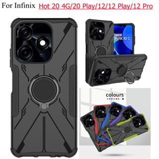 For Infinix Hot 20 Play / X6825 / Hot 20 4G / Hot 12 Pro / Hot 12 Play / Hot 12 Case Luxury Hybrid Armor Shockproof Case Car Magnetic Ring Stand Cover