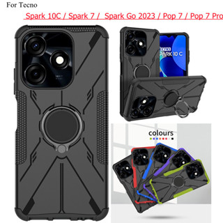 For Tecno Spark 10C / Spark 7 /  Spark Go 2023 2022 / Pop 7 / Pop 7 Pro Case Luxury Hybrid Armor Shockproof Case Car Magnetic Ring Stand Cover