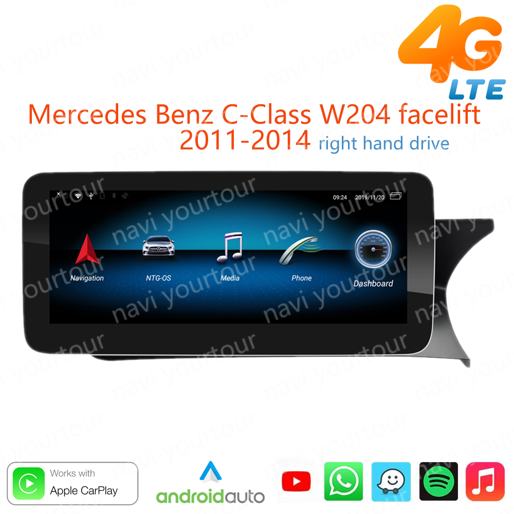 หน้าจอสัมผัส 10.25 12.3 นิ้ว android11 8core อุปกรณ์เสริมในรถยนต์ เครื่องเล่น android มอนิเตอร์ บลูทูธ gps วิทยุ เครื่องเล่น และ Mercedes Benz android player radio carplay android auto benz c class w204 กล้องถอยหลัง