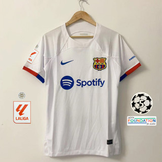 เสื้อกีฬาแขนสั้น ลายทีมชาติฟุตบอล Barcelona 23 24 ชุดเยือน ไซซ์ S - 4XL