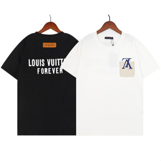 เสื้อยืดแขนสั้น ผ้าฝ้าย พิมพ์ลาย Louis v แฟชั่นสําหรับผู้ชาย และผู้หญิง