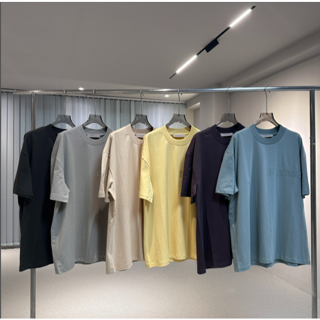 เสื้อยืดแขนสั้น พิมพ์ลายตัวอักษร FEAR OF GOD ESSENTIALS (ด้ายคู่หมอก) Season 9