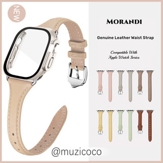 เคส + + สายนาฬิกาข้อมือหนัง แบบบาง สําหรับ Smart Watch ultra band 49 มม. series 8 7 41 45 มม. correa 38 42 มม. iWatch SE 6 5 4 3 40 มม. 44 มม.