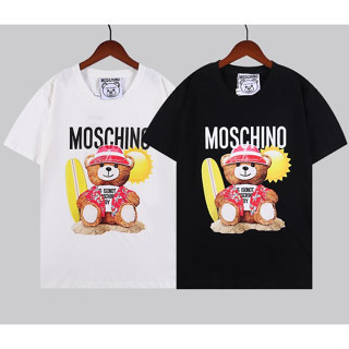 Moschino เสื้อยืดแขนสั้น ผ้าฝ้าย พิมพ์ลาย แฟชั่นสําหรับผู้ชายและผู้หญิง