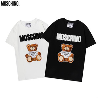 Moschino เสื้อยืดแขนสั้น ผ้าฝ้าย ปักลาย แฟชั่น สําหรับทุกเพศ