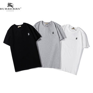 เสื้อยืดแขนสั้น ผ้าฝ้าย ปักลาย Burberry แฟชั่นสําหรับผู้ชาย และผู้หญิง