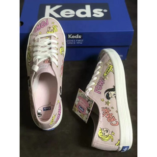 Promo original 2023 Keds (ฟรีถุงเท้าสองคู่) รองเท้าผ้าใบลําลอง สีขาว แฟชั่นสําหรับสตรี